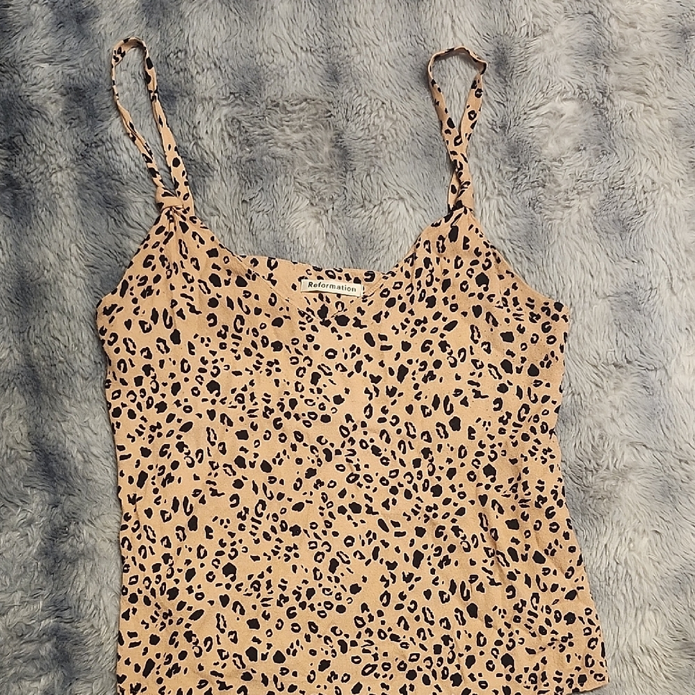 Reformation Beige Animal Print Camisole